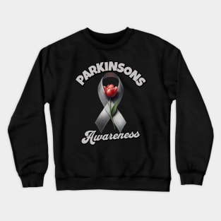 Parkinson's Disease Tulip Ribbon Awareness Crewneck Sweatshirt